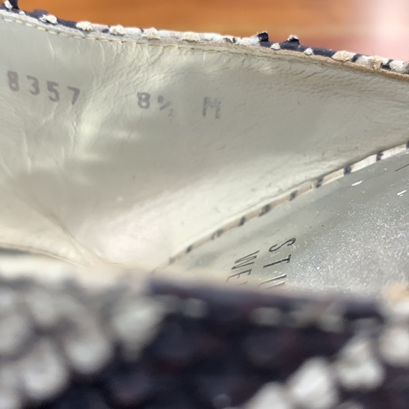Stuart Weitzman Python 🐍 My Slide Heels silver snakeskin metallic strap 8.5 - Picture 5 of 11